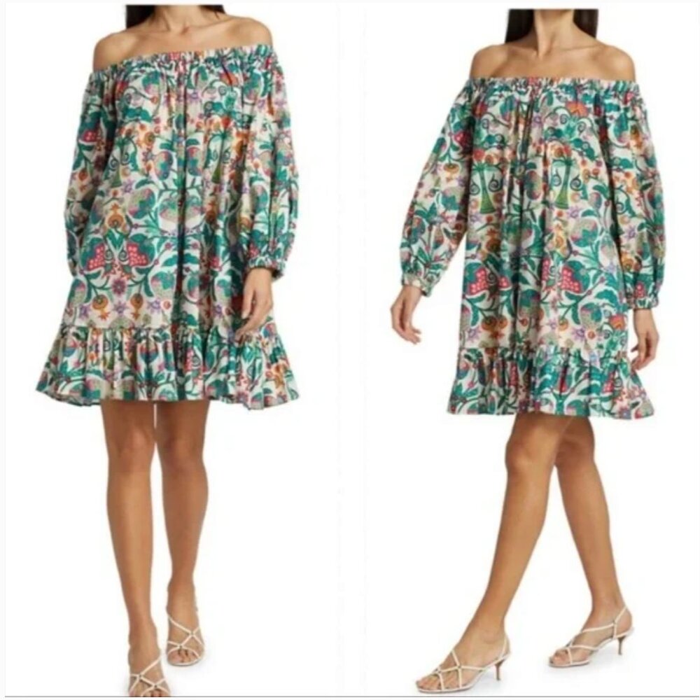 LA Double J Paloma Mini Dress Tree of Life Bianco Print XS